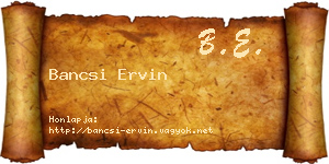 Bancsi Ervin névjegykártya