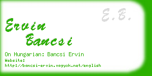 ervin bancsi business card